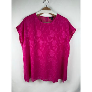 NWOT Women's Halogen Floral Burnout Blouse Pink Size XL